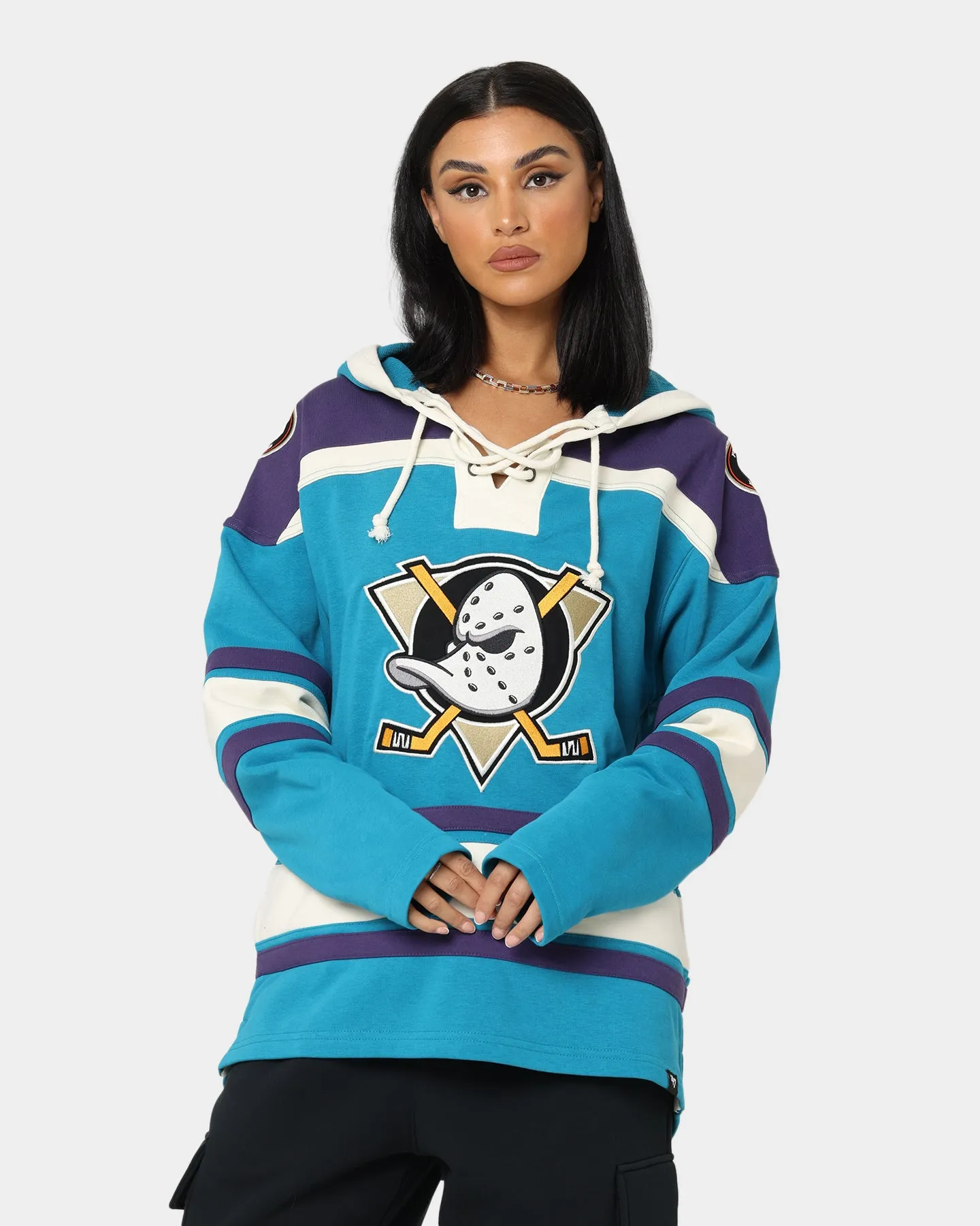 47 Brand Anaheim Ducks Lacer Hoodie Purple/Sharks Teal