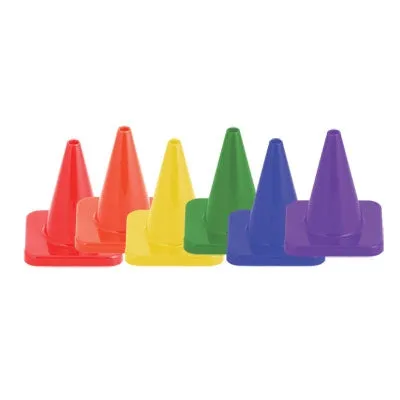 6 Inch High Visibility Flexible Vinyl Cone Set Assorted Colors