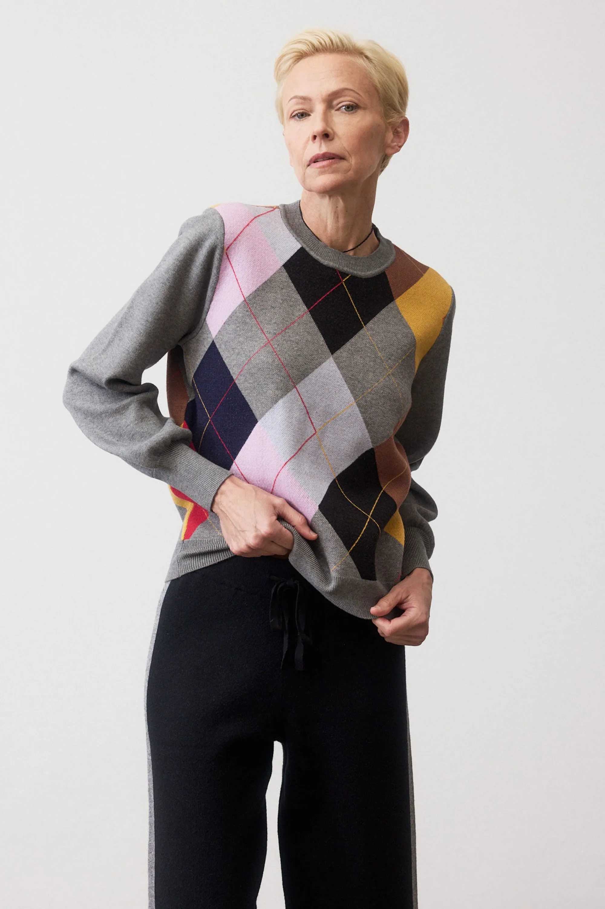 Argyle Trademark Bell Sleeve Sweater