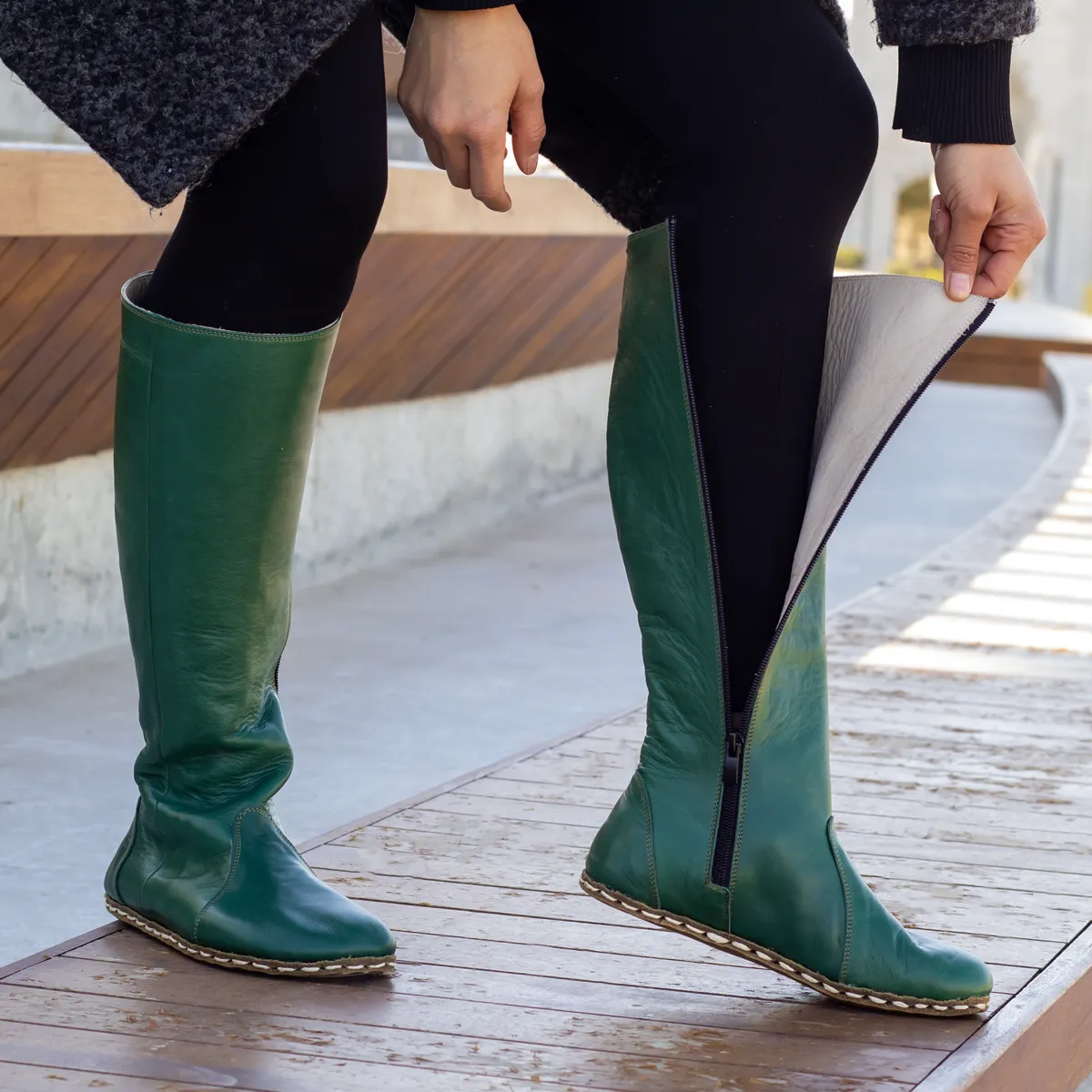 Barefoot Long Boots Green for Women