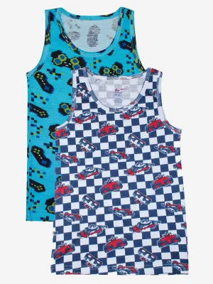 Boys Printed Rib Vest Pack Of 2