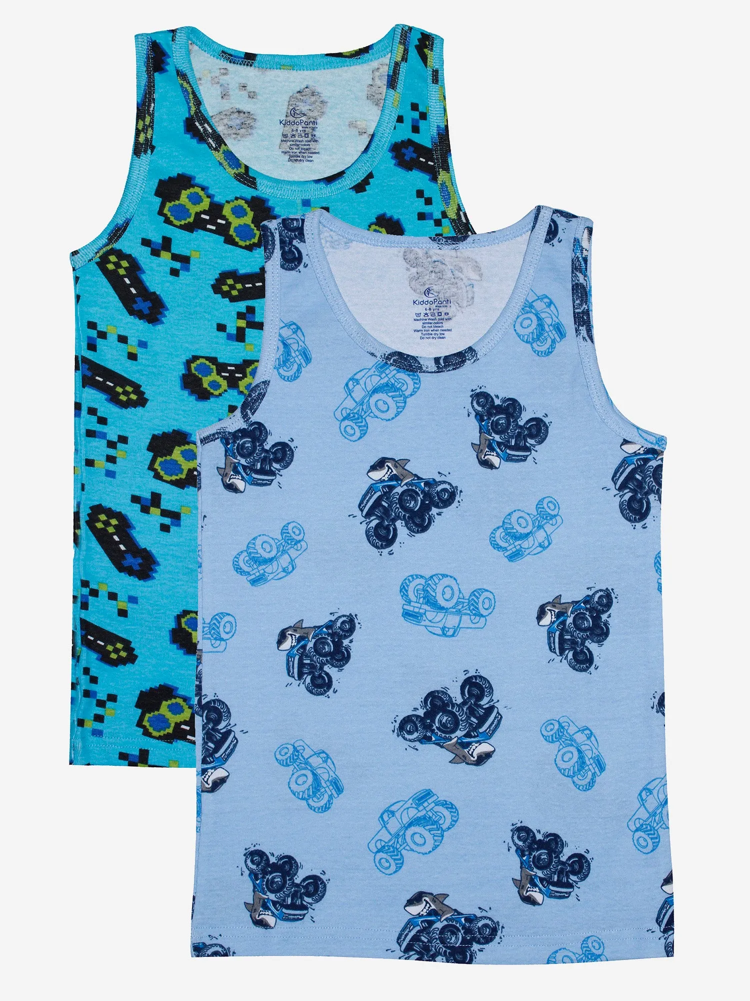 Boys Printed Rib Vest Pack Of 2