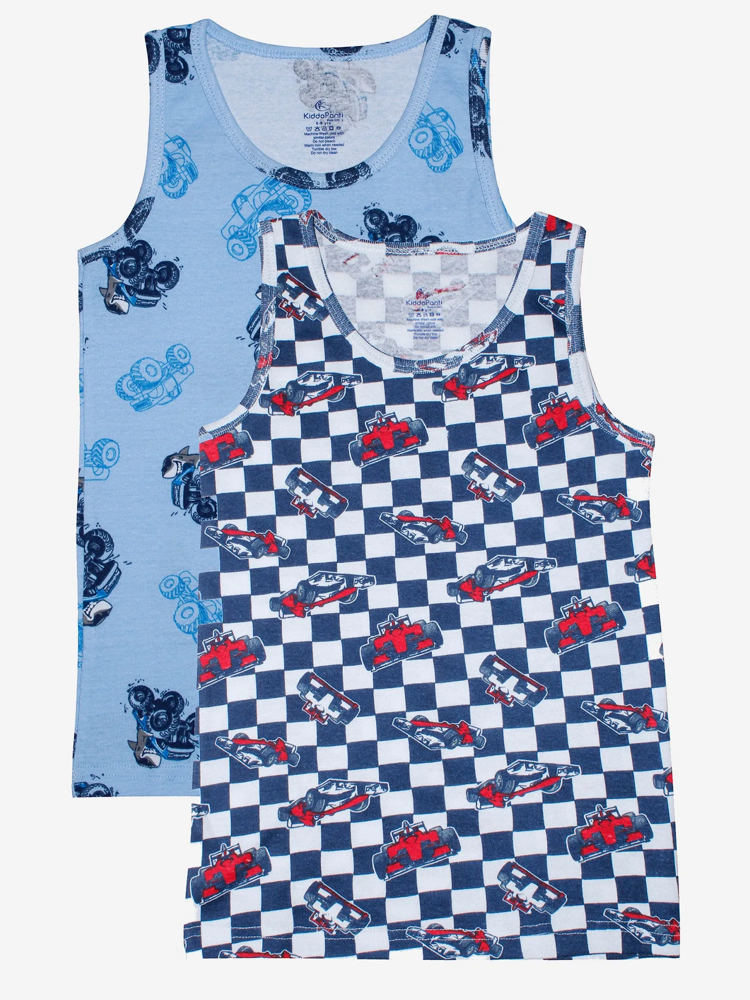 Boys Printed Rib Vest Pack Of 2