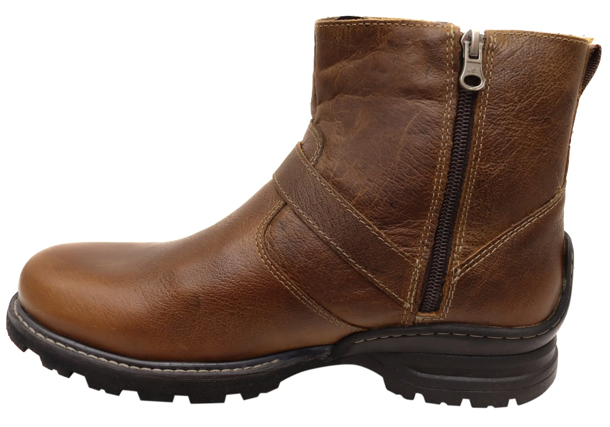 Bradok Flint Mens Comfortable Leather Boots Made In Brazil