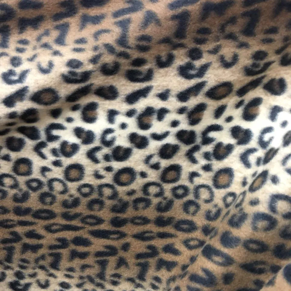 Brown Leopard Print Fleece Fabric