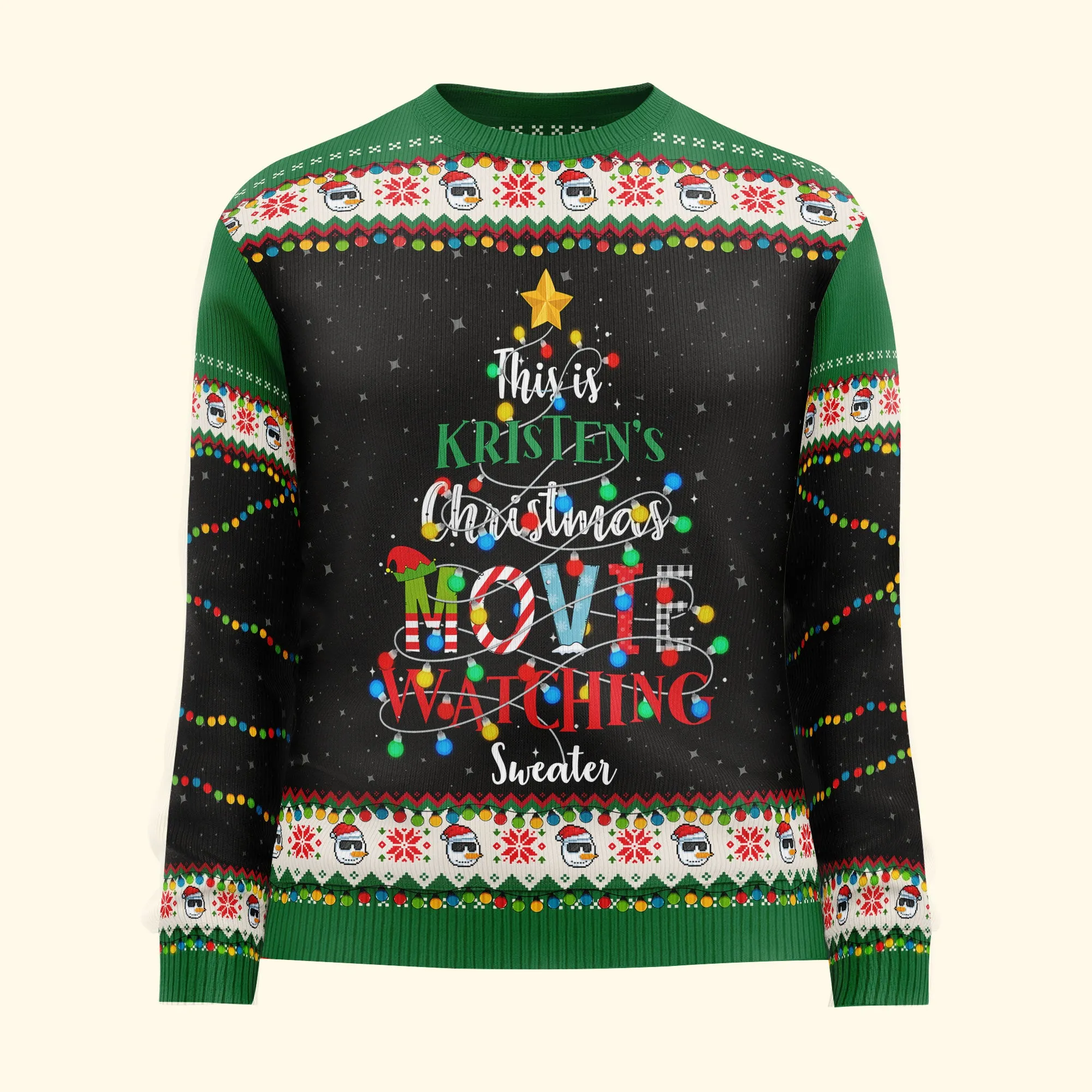 Christmas Movie Watching Sweater - Personalized Ugly Sweater