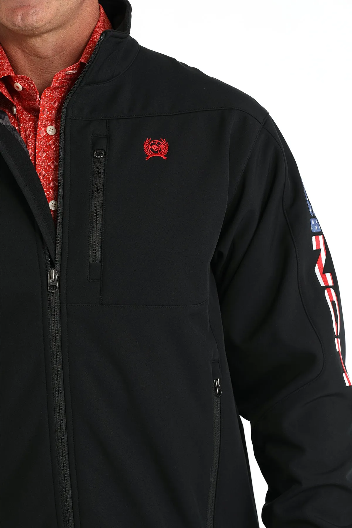 Cinch Men's Black Bonded Jacket with Stars & Stripes Cinch Logo