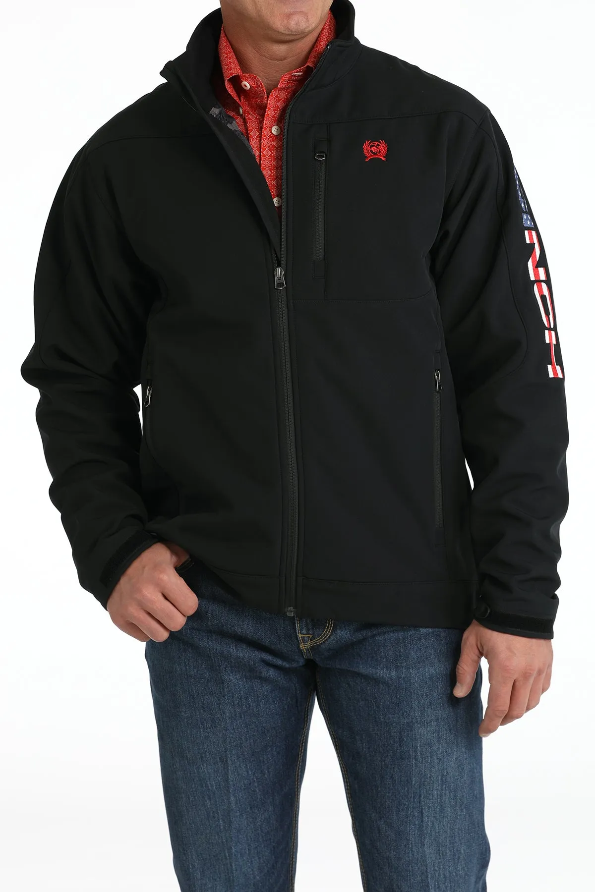 Cinch Men's Black Bonded Jacket with Stars & Stripes Cinch Logo