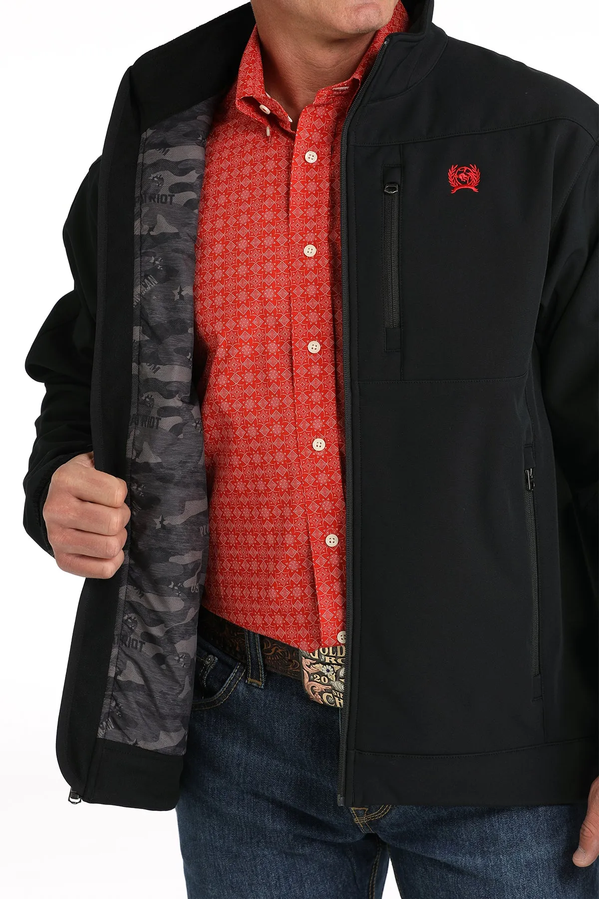 Cinch Men's Black Bonded Jacket with Stars & Stripes Cinch Logo