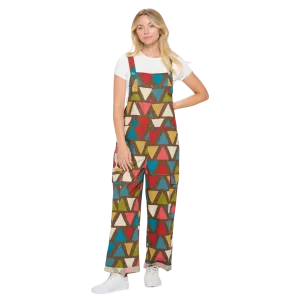 Colorful Traingle Print Overalls