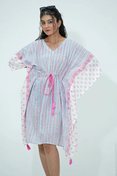 Cotton Candy Hand Block Printed Kaftan