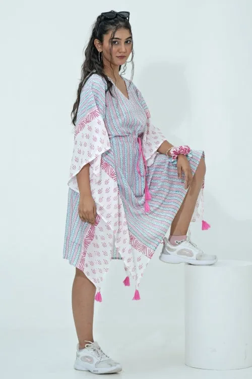 Cotton Candy Hand Block Printed Kaftan