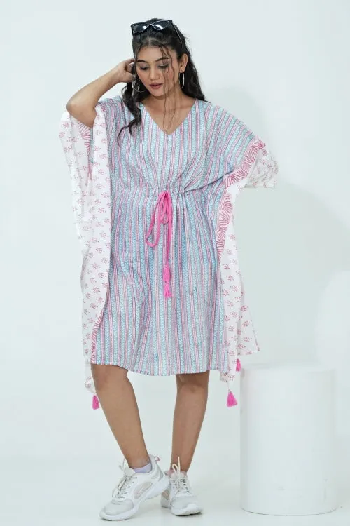 Cotton Candy Hand Block Printed Kaftan