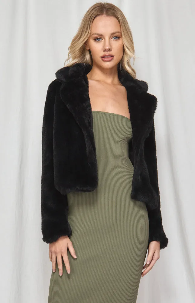 Cropped Faux Fur Jacket