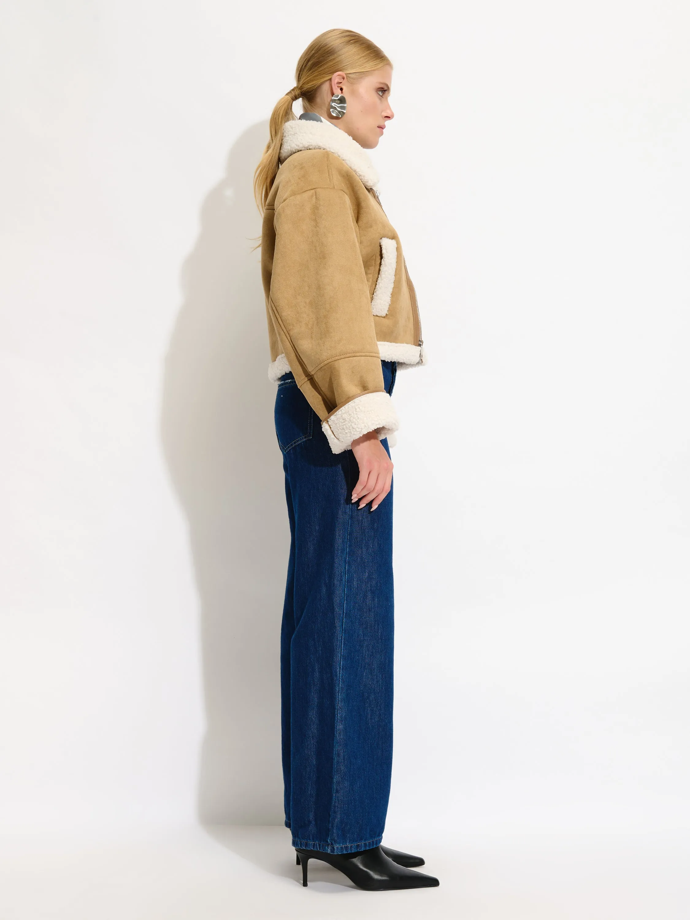 Cropped Faux Shearling Jacket