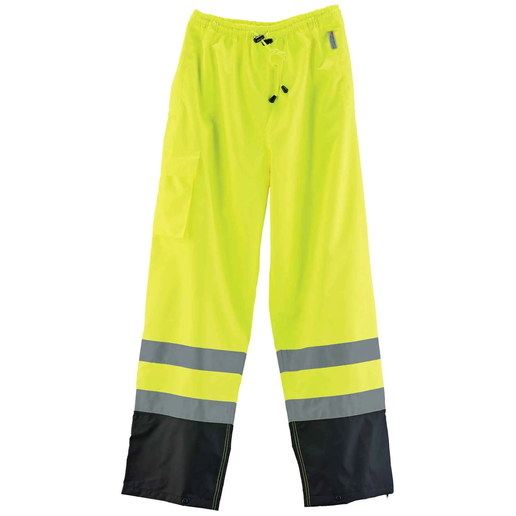 Ergodyne 25428 GloWear 8915BK Supplemental Class E Black Bottom Rain Pants, 4XL, HV Lime