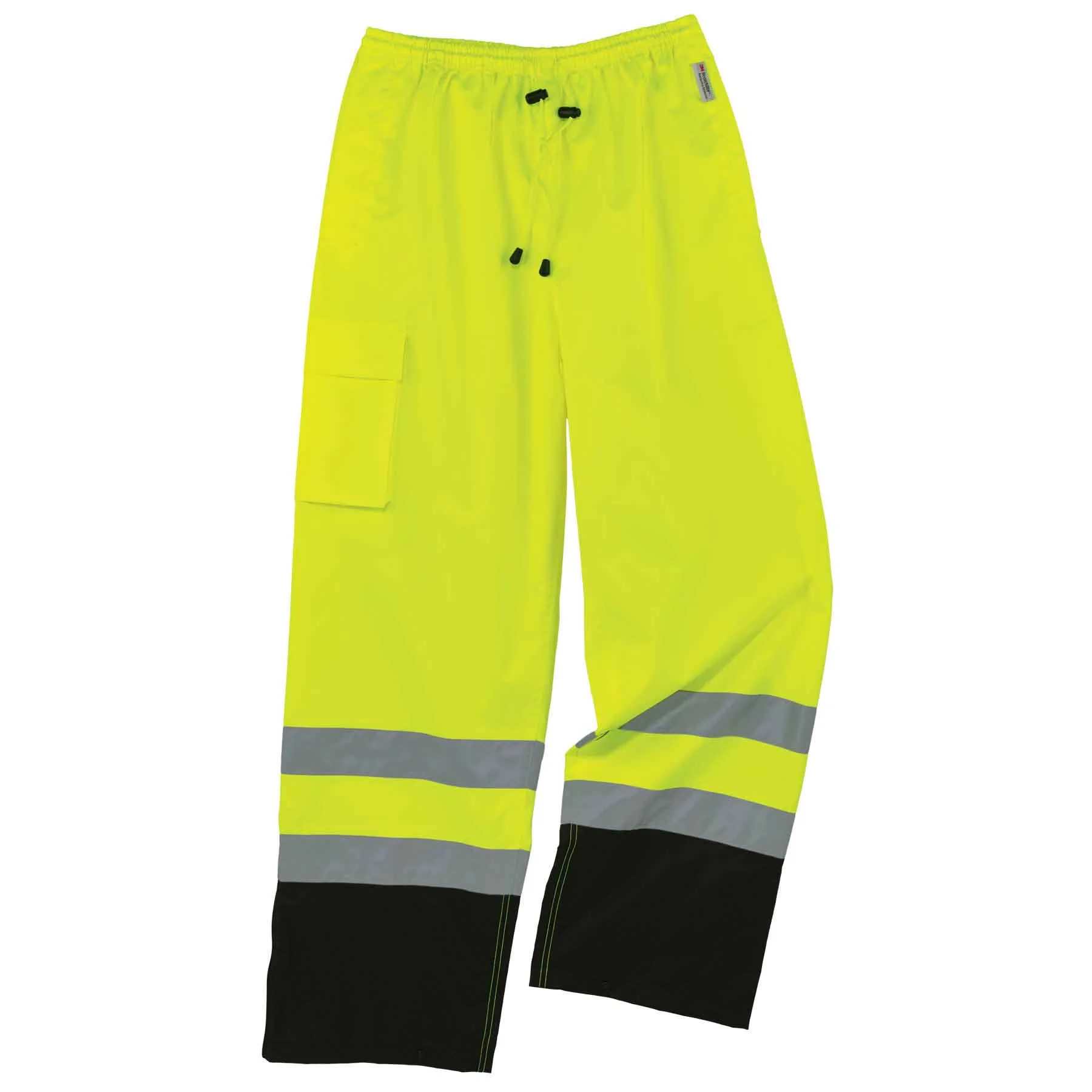 Ergodyne 25428 GloWear 8915BK Supplemental Class E Black Bottom Rain Pants, 4XL, HV Lime