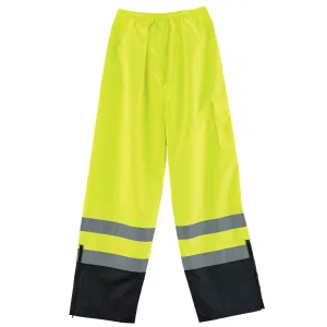 Ergodyne 25429 GloWear 8915BK Supplemental Class E Black Bottom Rain Pants, 5XL, HV Lime