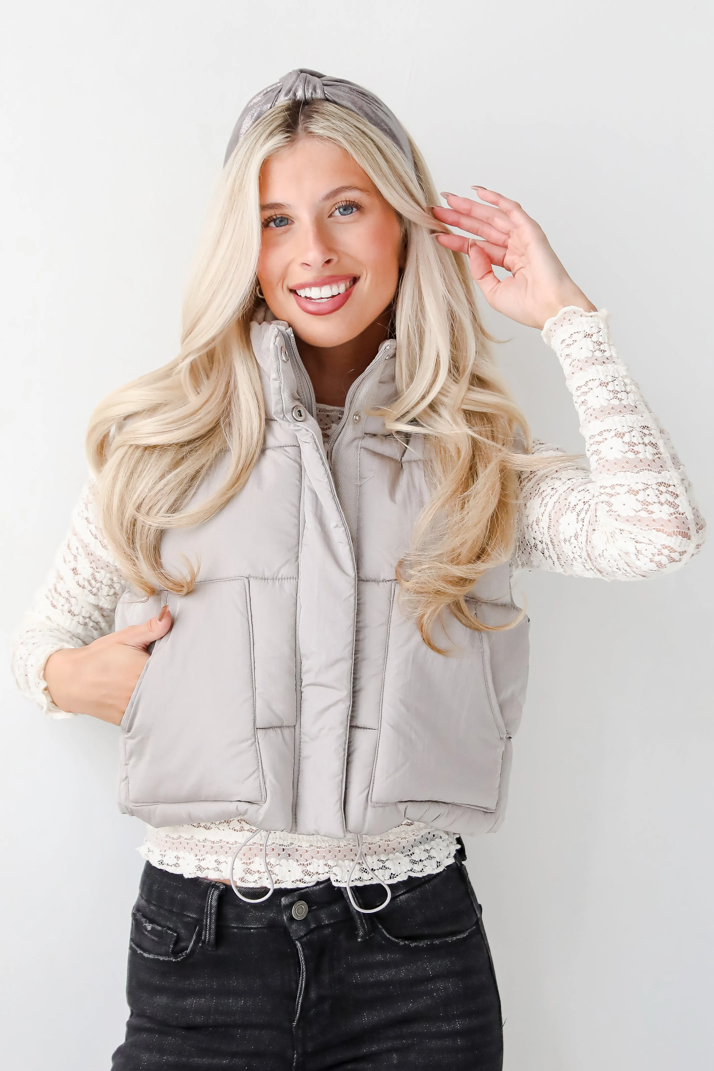 First Frost Light Grey Puffer Vest - DOORBUSTER