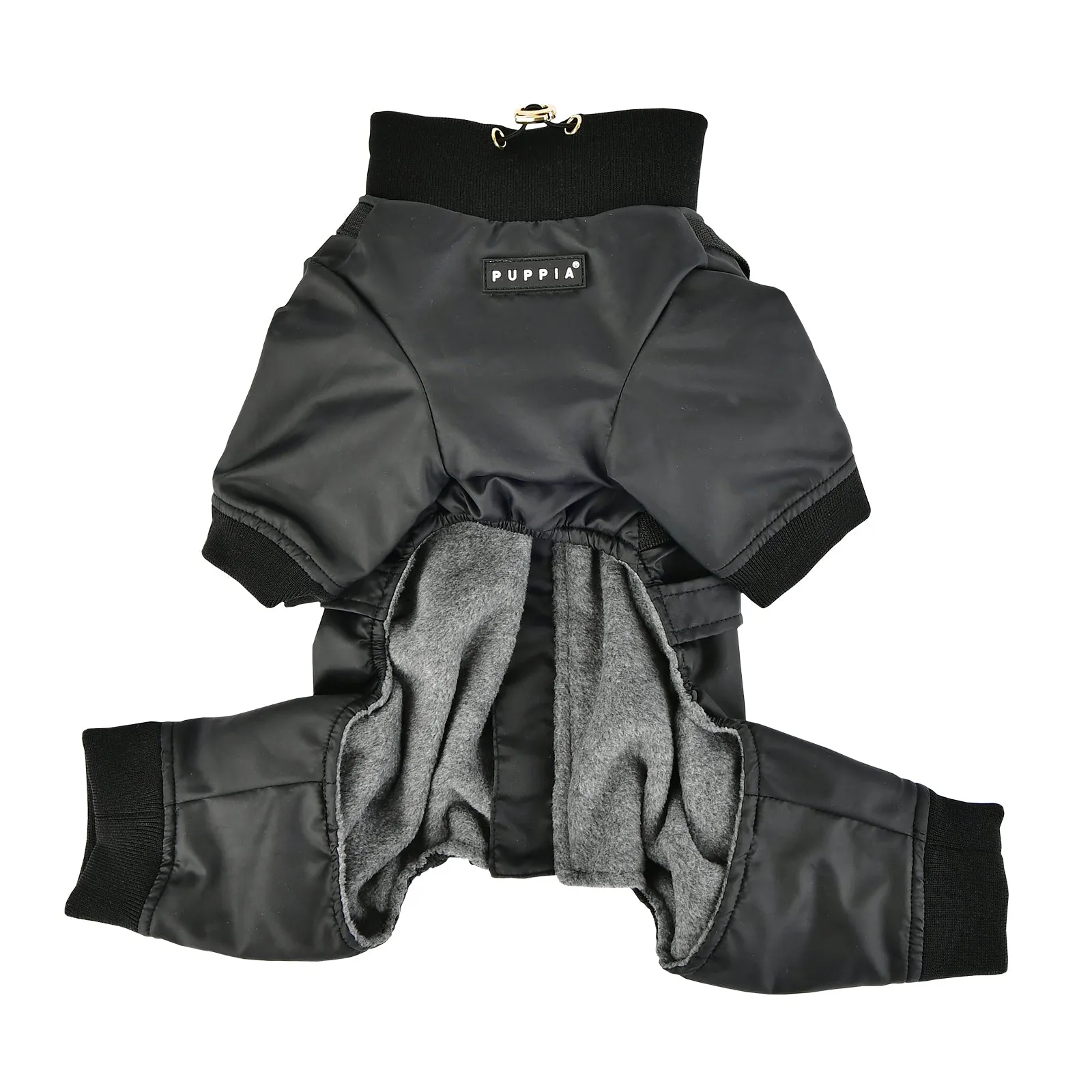 garnet fleece jumpsuit with harness - black