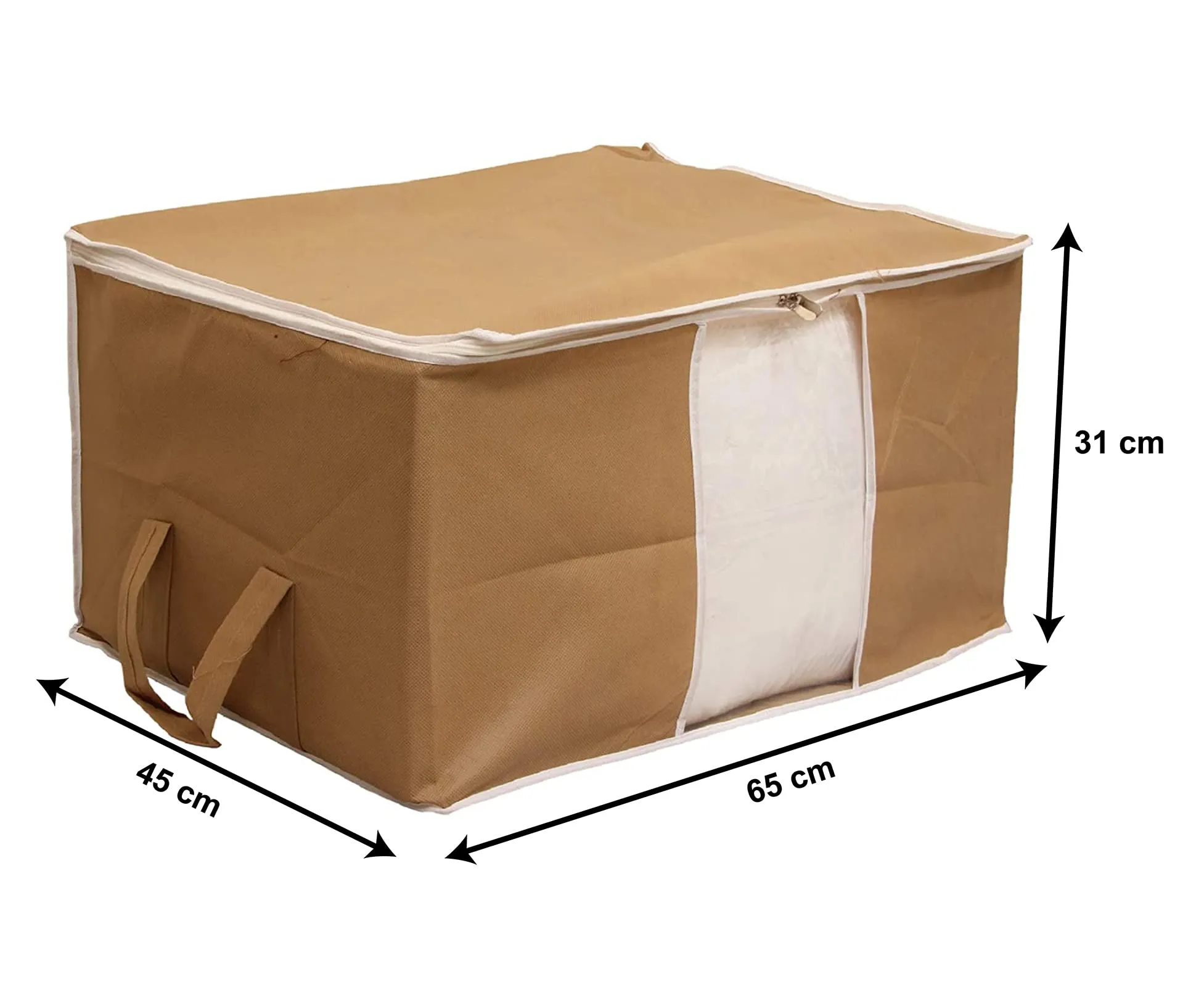 Heart Home Non Woven Underbed Storage Bag With Transparent Window- Pack of 6 (Brown)-HS43HEARTH26718