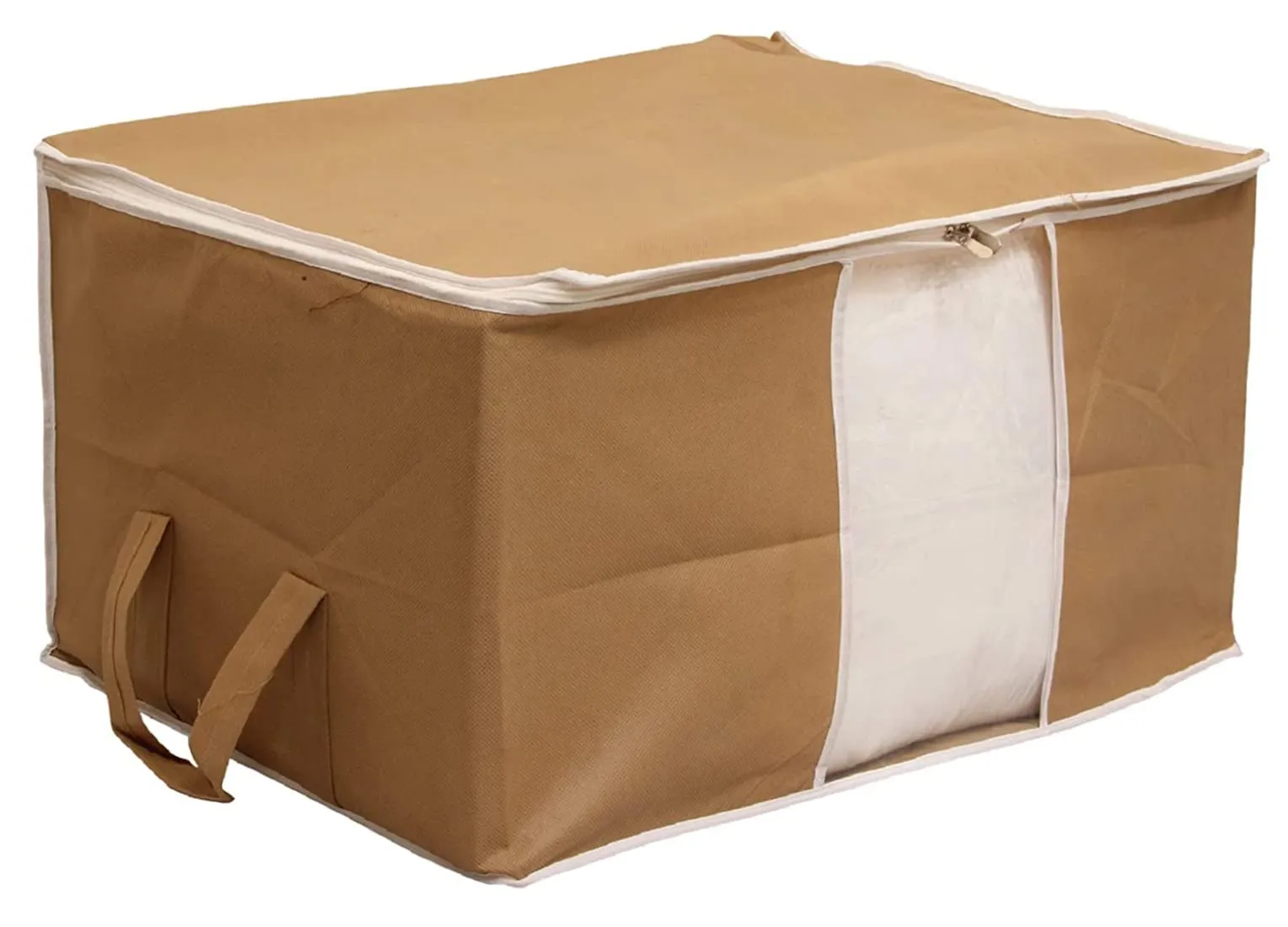 Heart Home Non Woven Underbed Storage Bag With Transparent Window- Pack of 6 (Brown)-HS43HEARTH26718