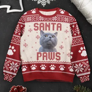 I Believe In Santa Paws - Personalized Photo Ugly Christmas Sweater