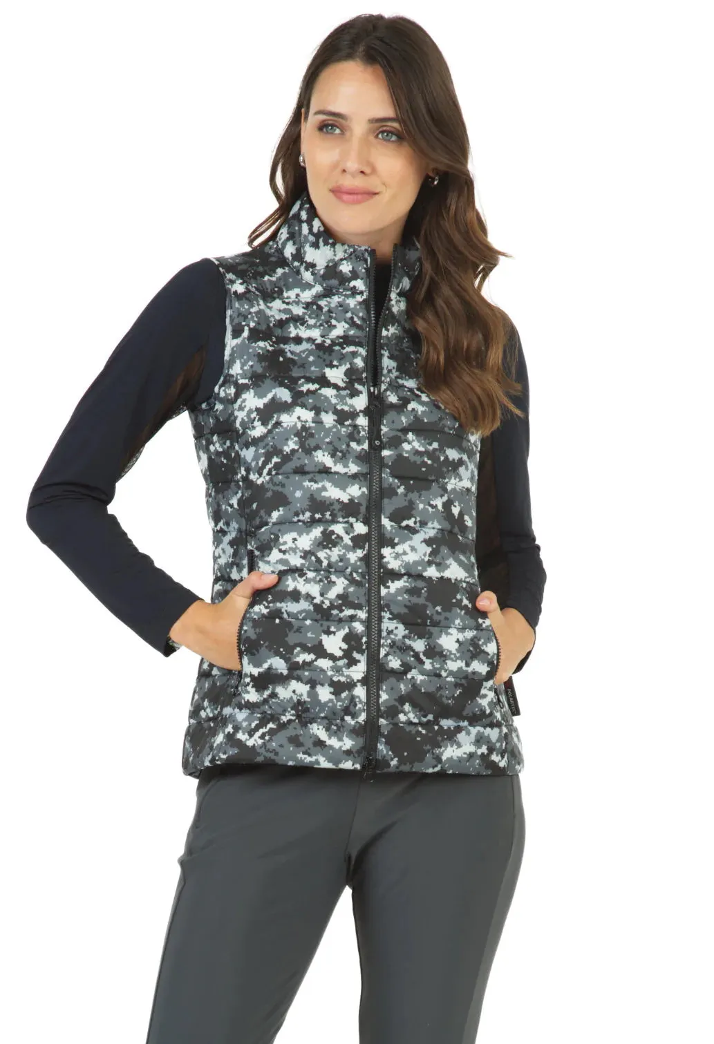 IBKUL Women's Camo Print Quilted Vest - 34271