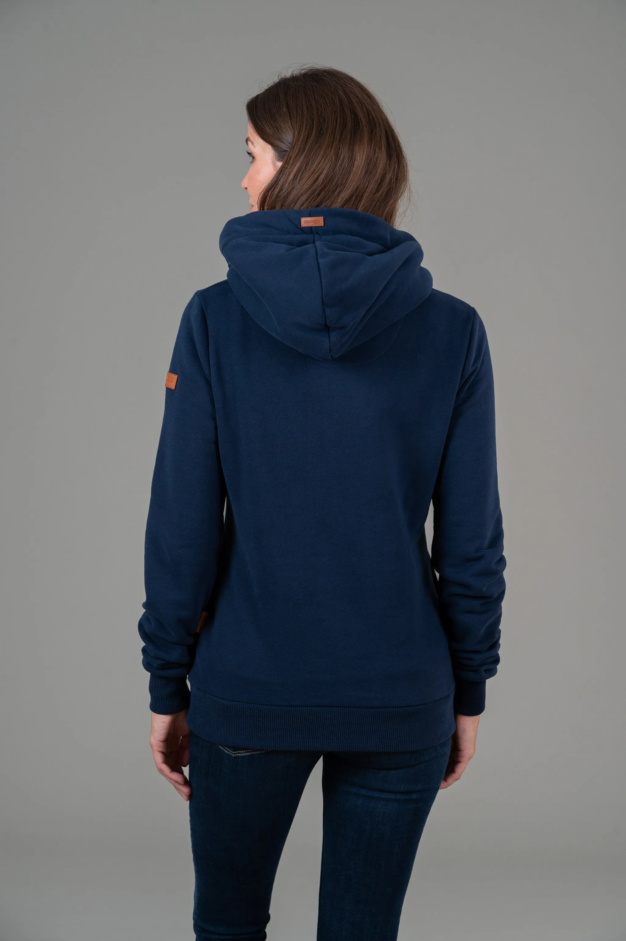 Jas Oxford Blue Button Neck Hoodie