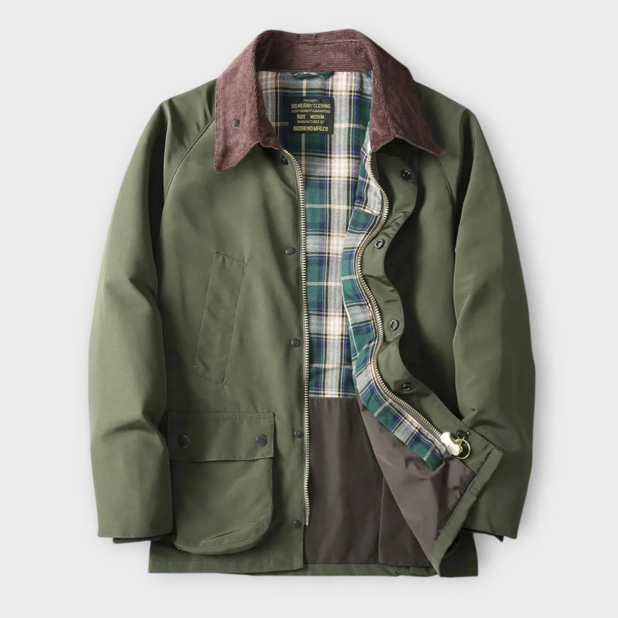 Jasper | Classic Men's Utility Jacket with Plaid Lining