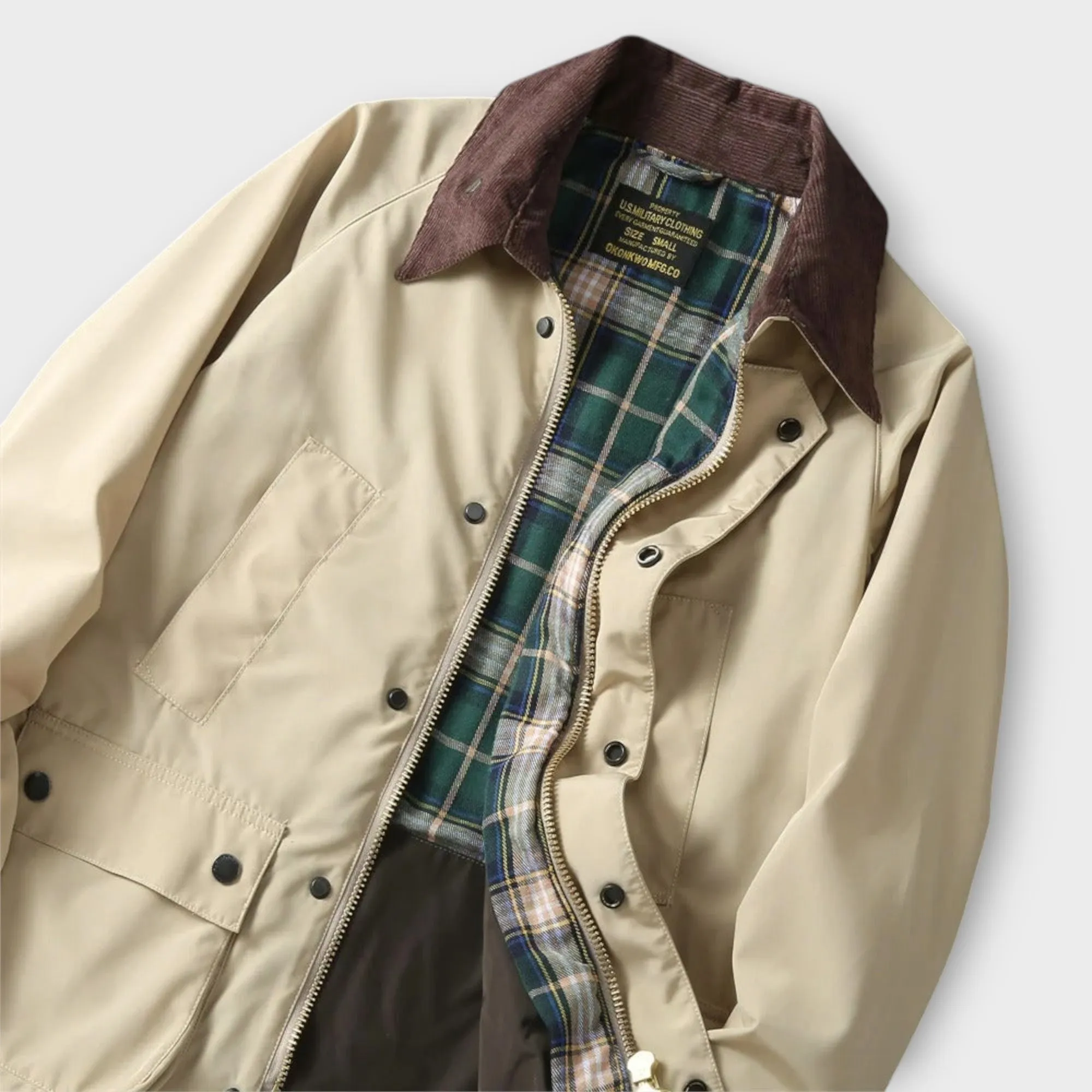 Jasper | Classic Men's Utility Jacket with Plaid Lining