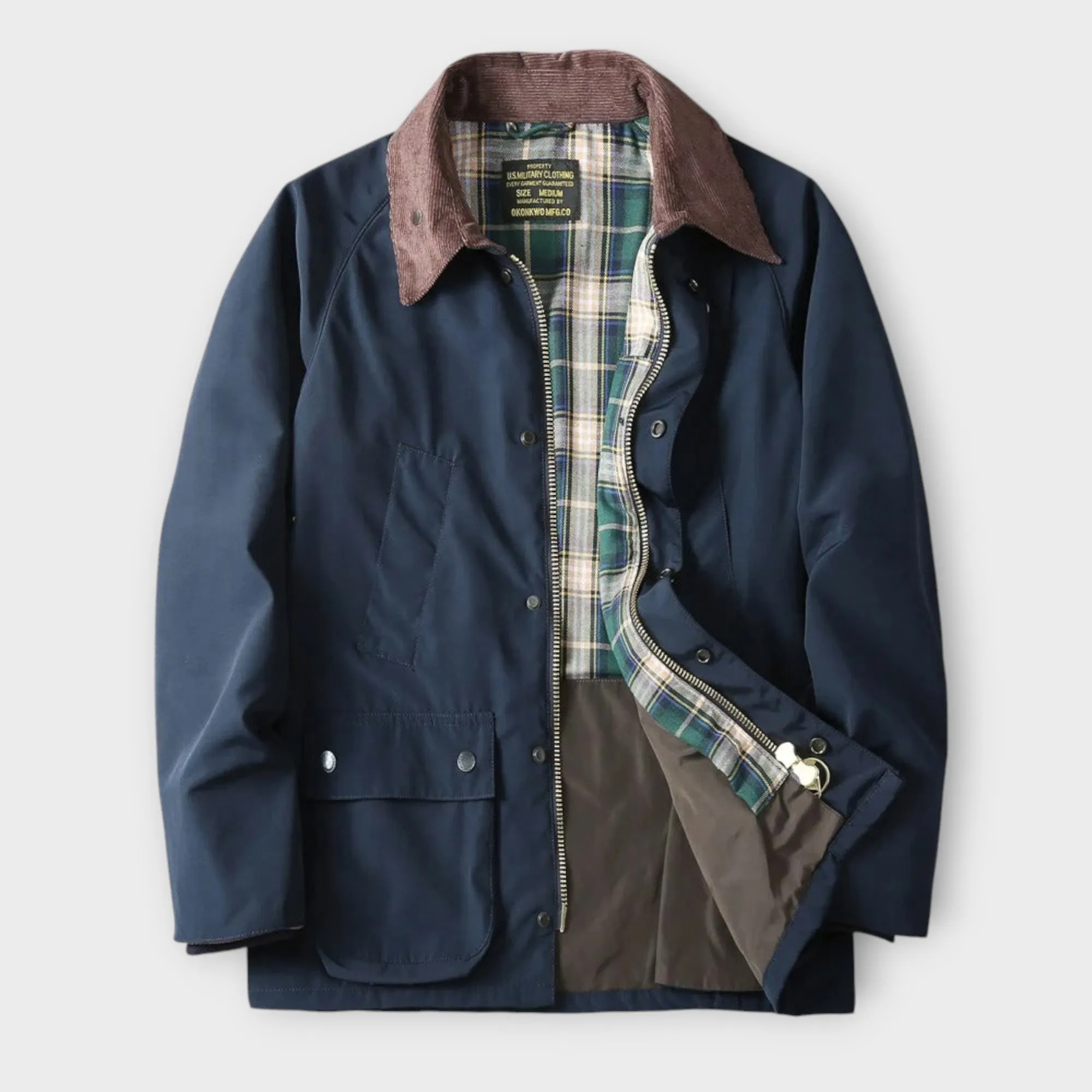 Jasper | Classic Men's Utility Jacket with Plaid Lining