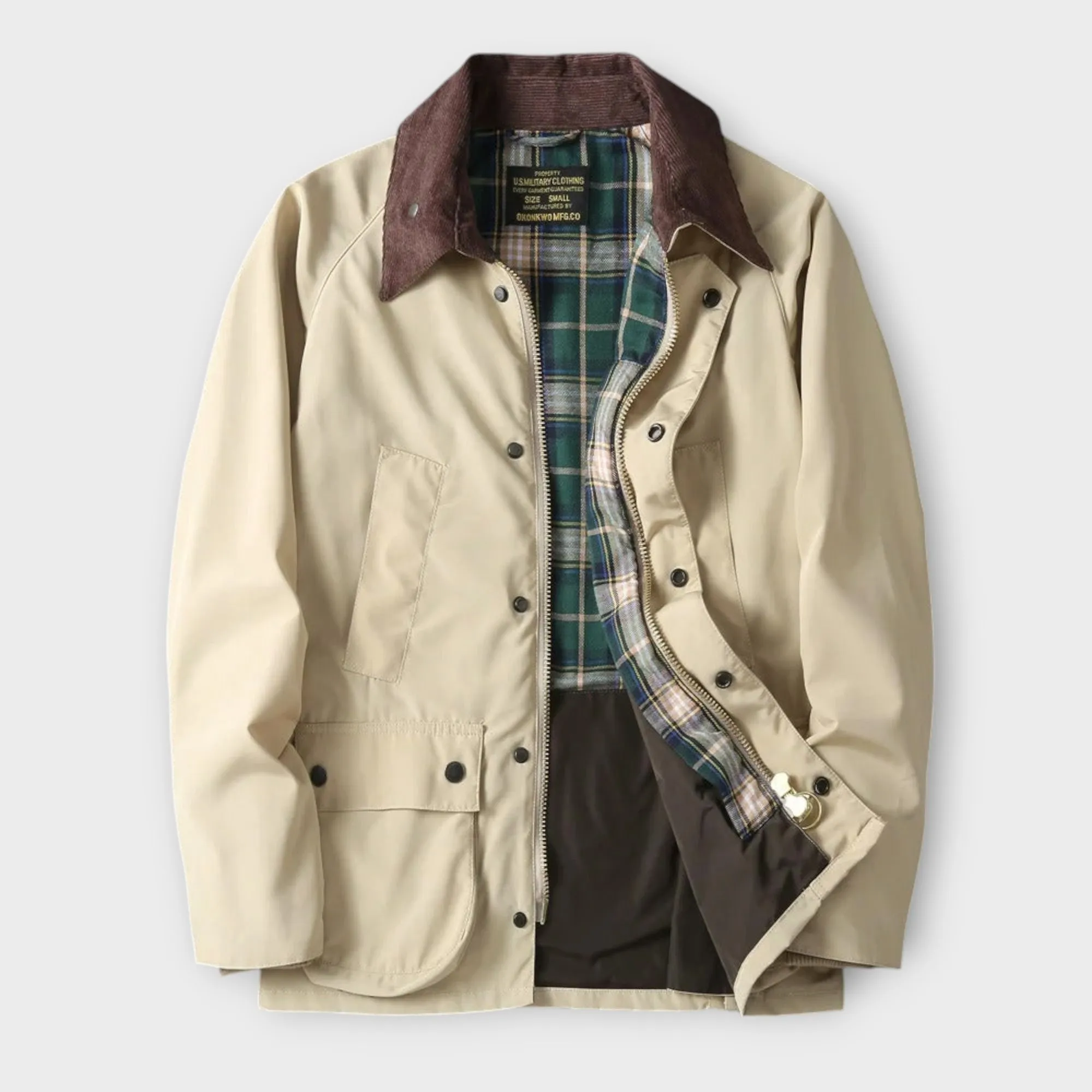 Jasper | Classic Men's Utility Jacket with Plaid Lining