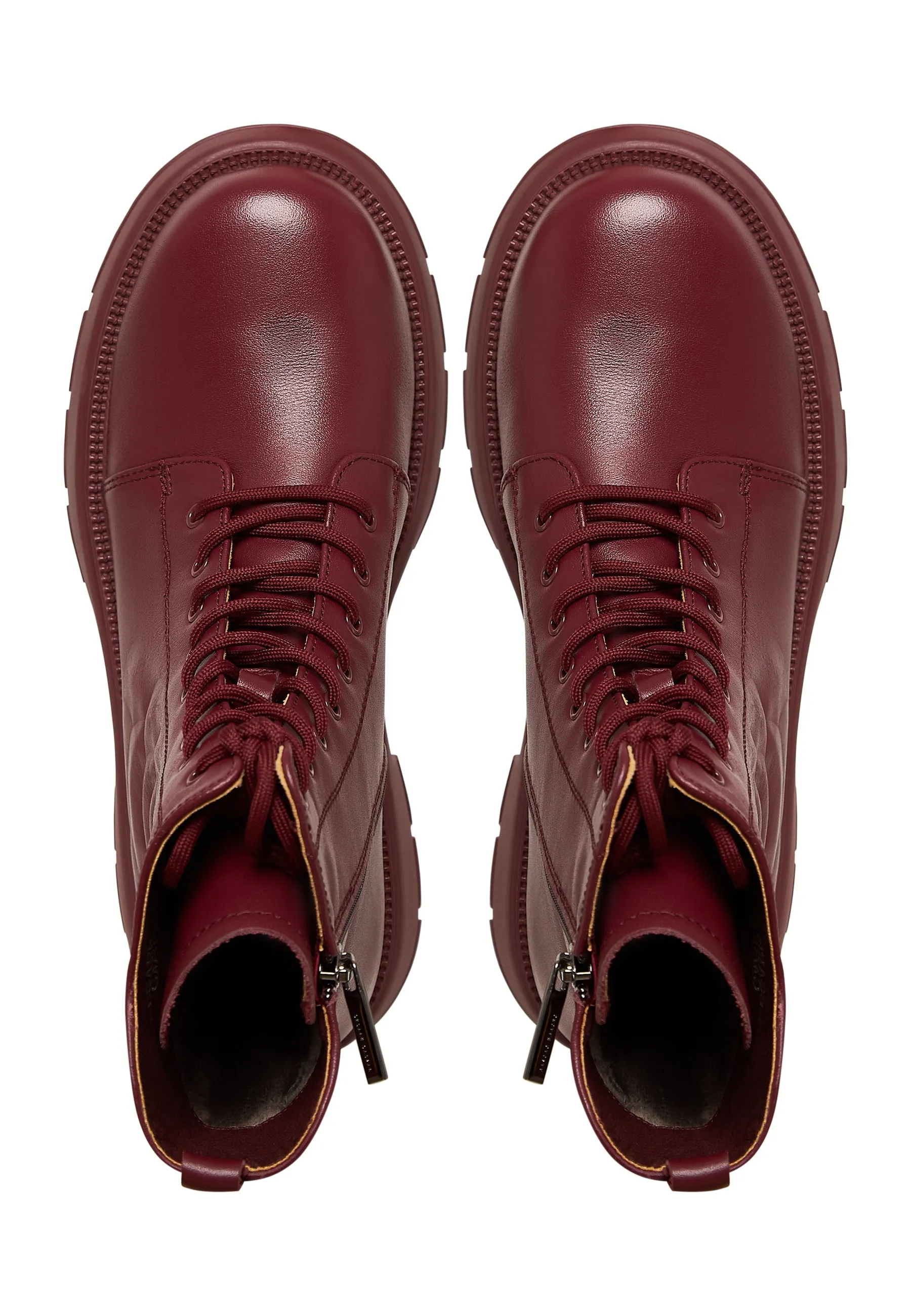 Leather Platform Ankle Boots - Bordeaux