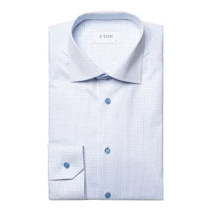 Light Blue Micro Check Signature Twill Shirt