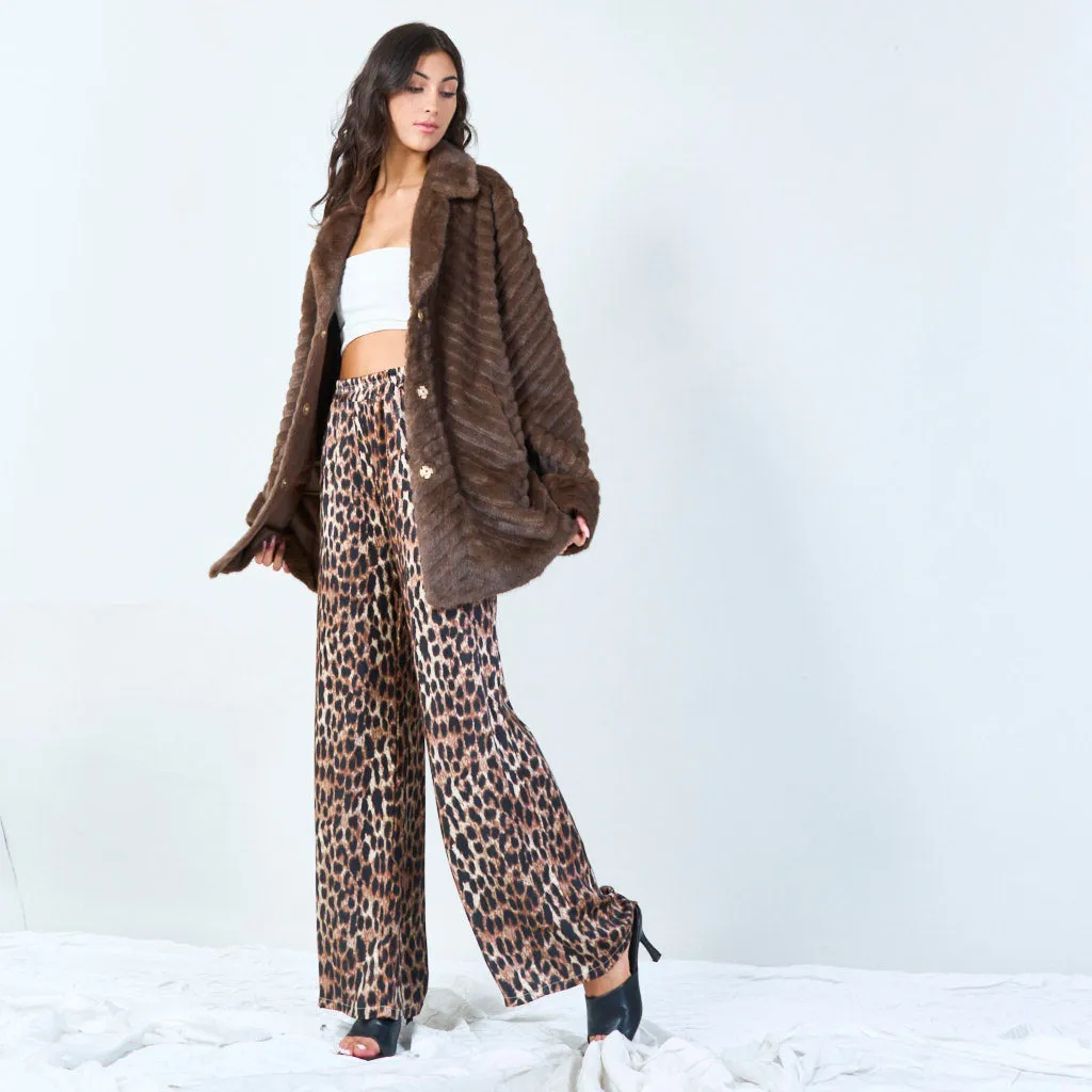 Long-sleeved textured faux fur jacket wholesale