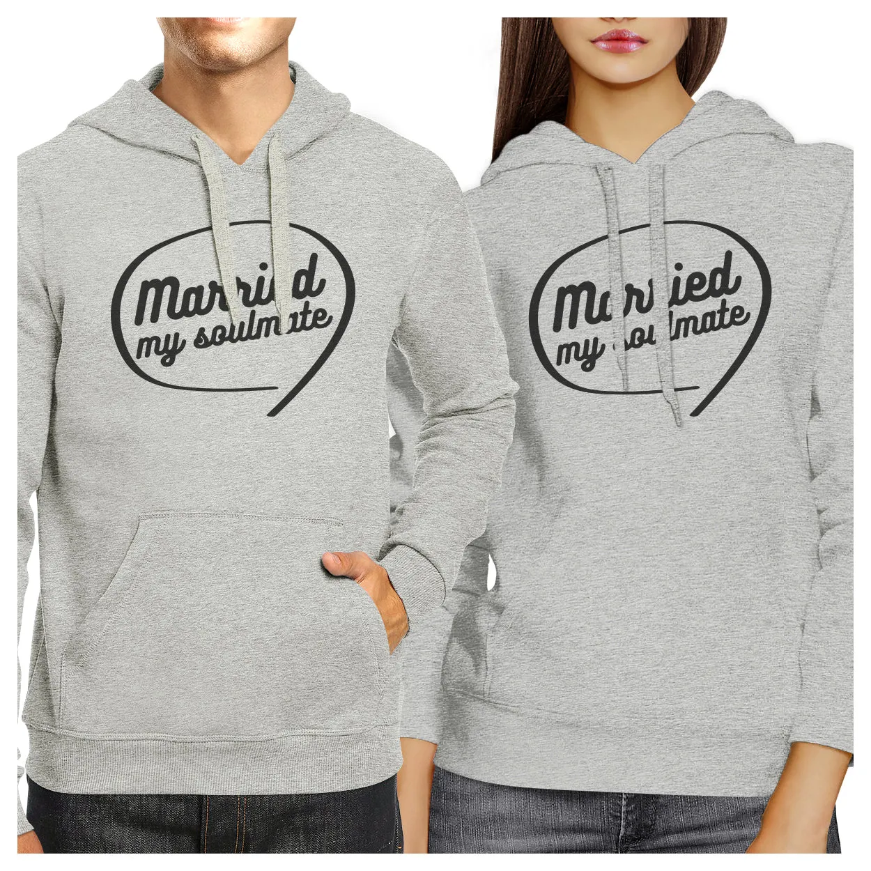 Married My Soulmate Matching Couple Grey Hoodie