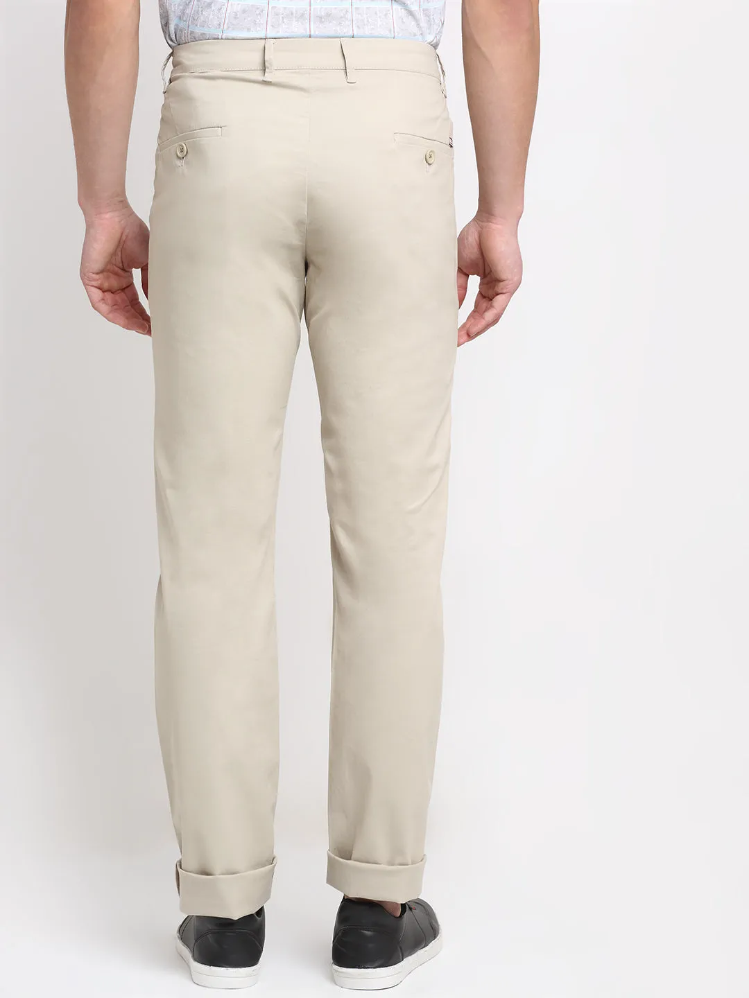 Men's Casual Flat front Beige  Trousers