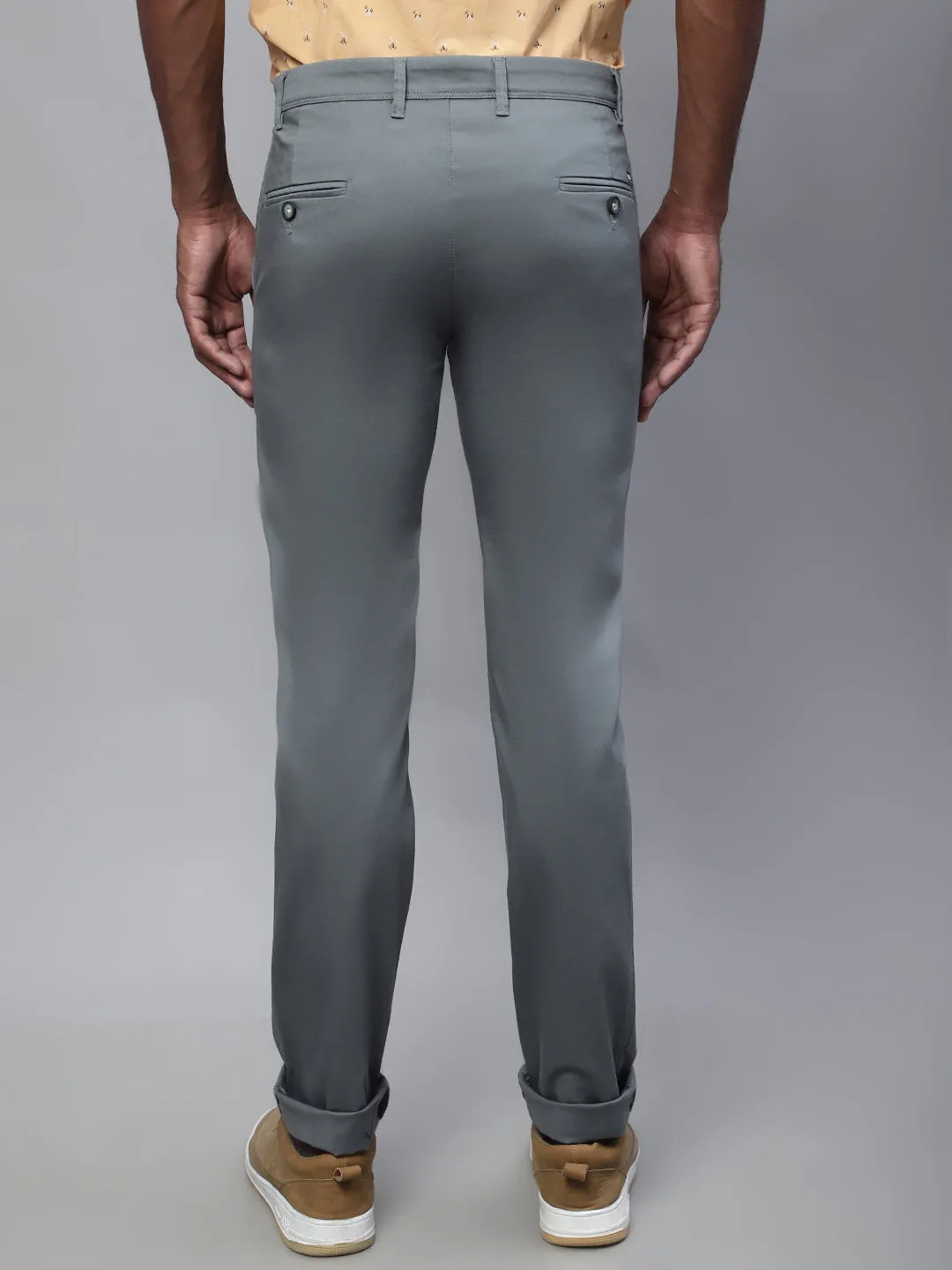 Men's Casual Flat front Light Green  Trousers