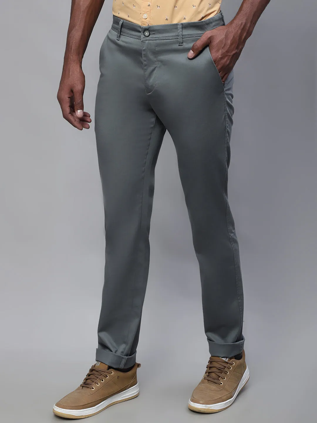 Men's Casual Flat front Light Green  Trousers