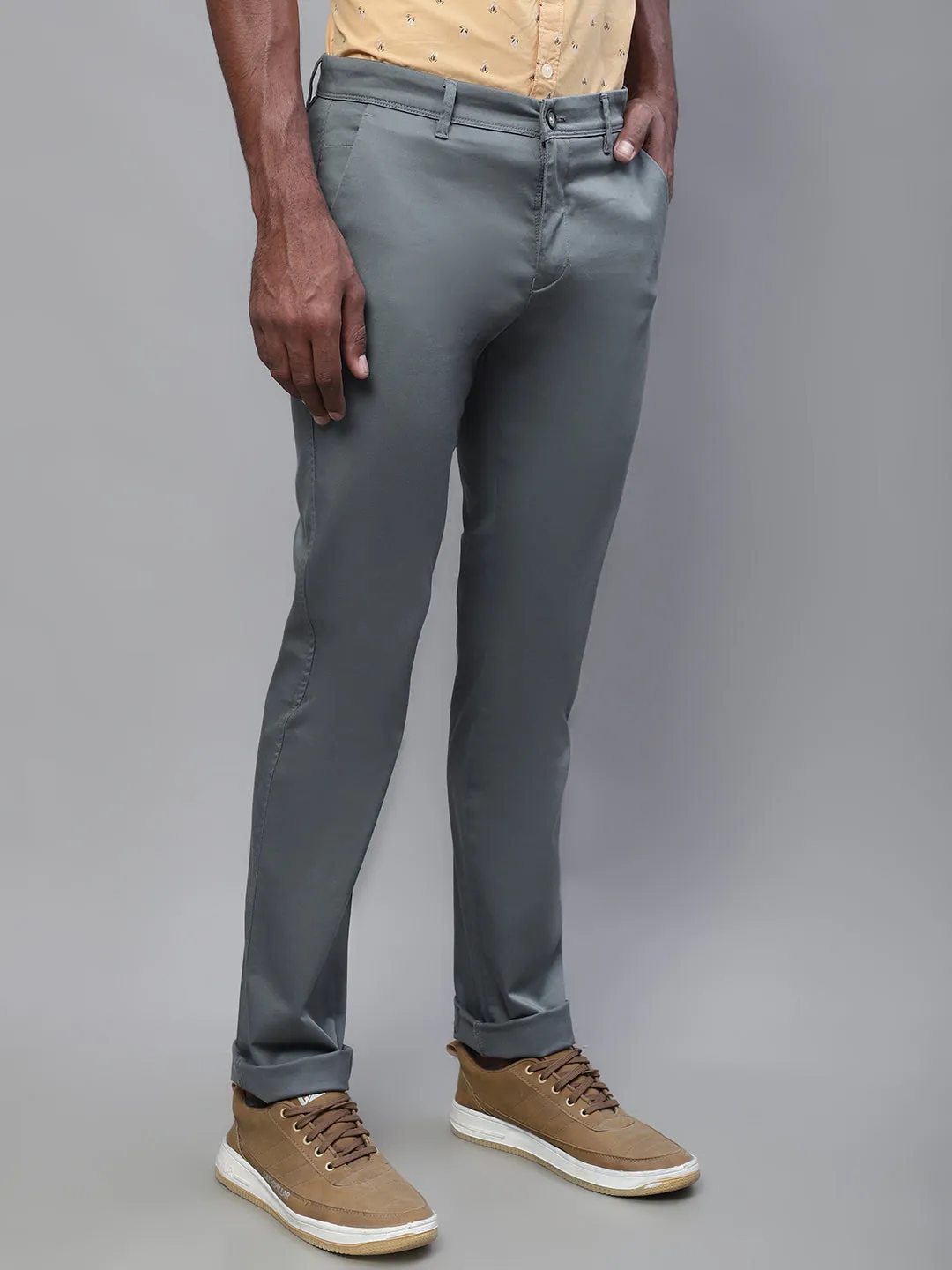 Men's Casual Flat front Light Green  Trousers