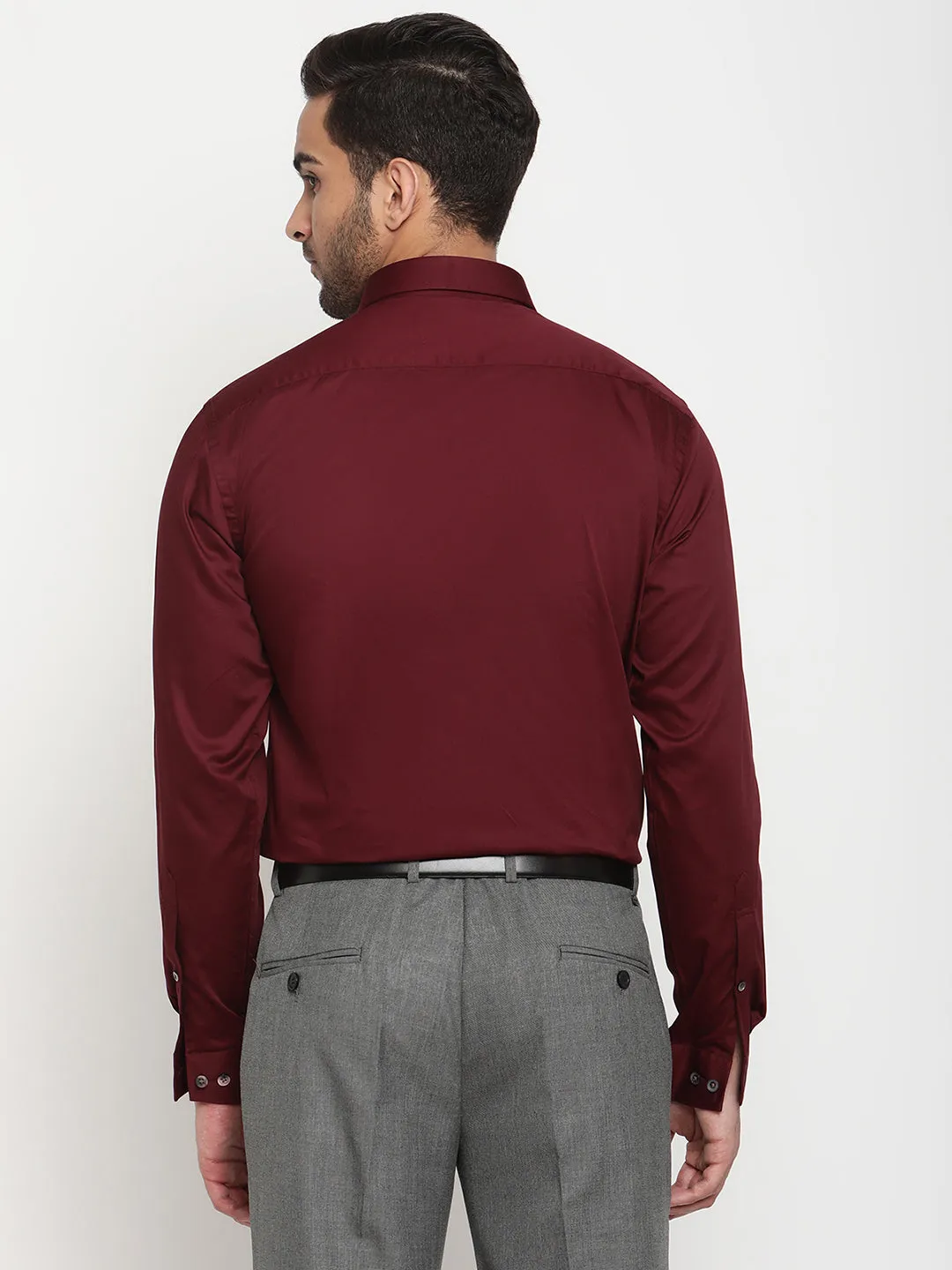 Men's Maroon Party Plain Full Sleeve Shirt