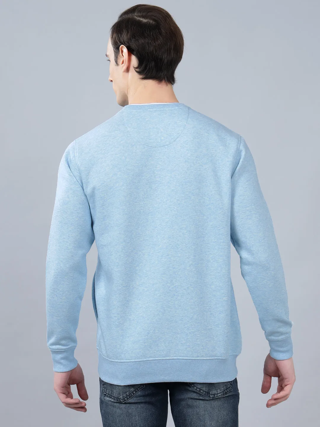 Men's Solid Blue Round Neck Sweatshirt