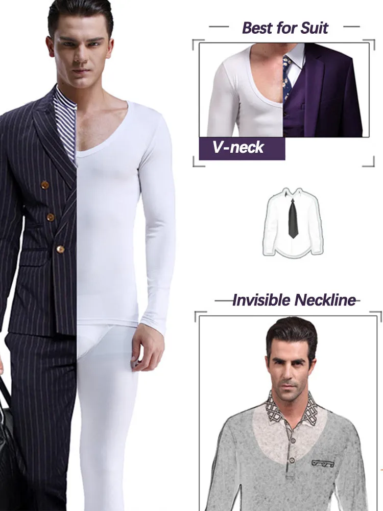 Mens Ultra Soft Low Cut V-Neck Thermal Shirt