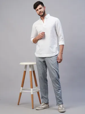 Men's White 100% Linen Kurta