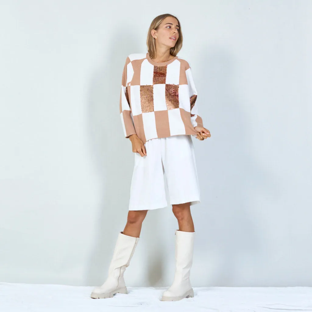 Modern checkered knit sweater wholesale