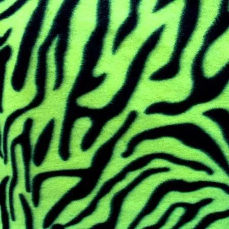 Neon Green | Black Zebra Print Fleece Fabric