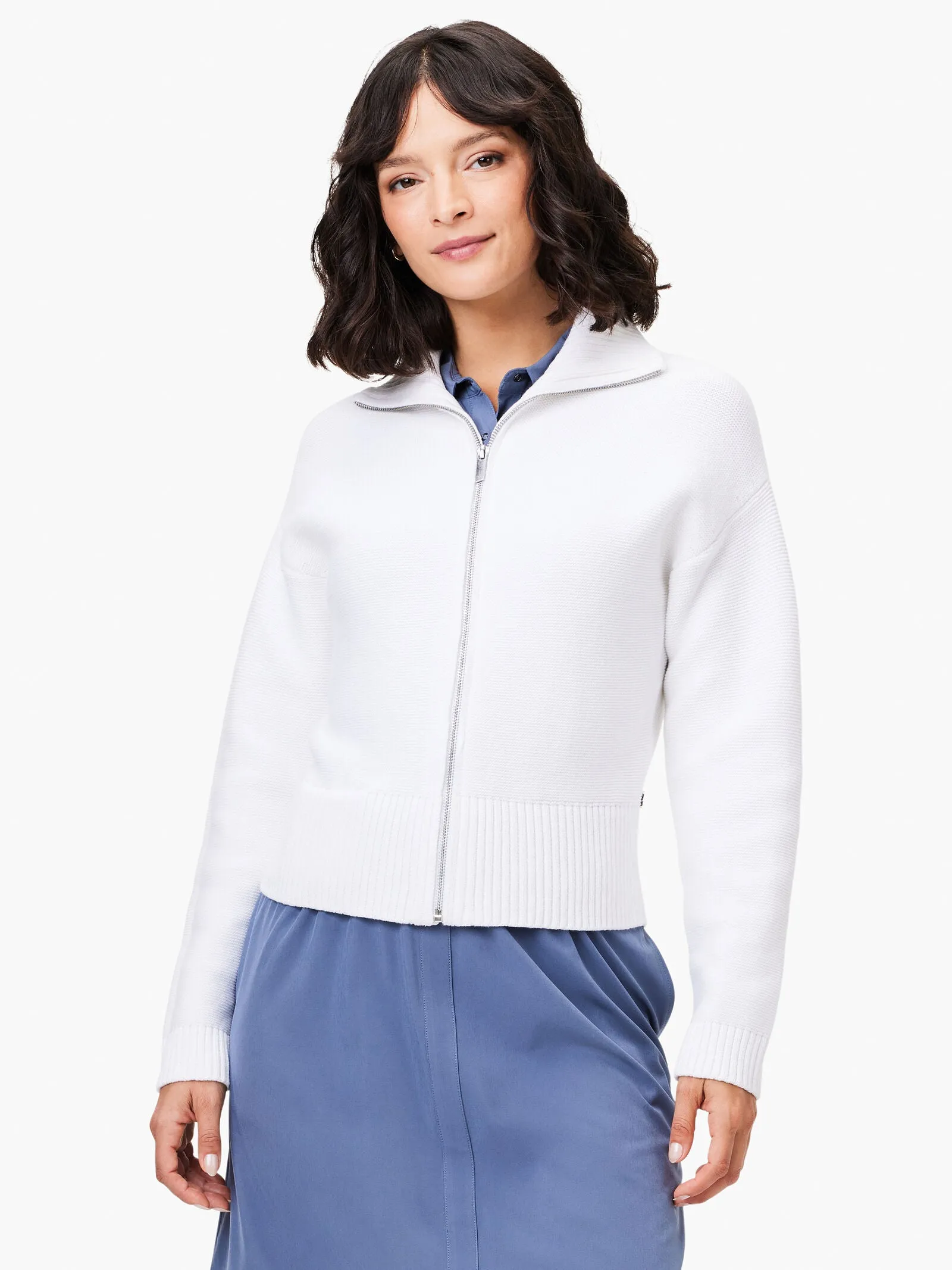 Nic   Zoe Zip Front Sweater Jacket