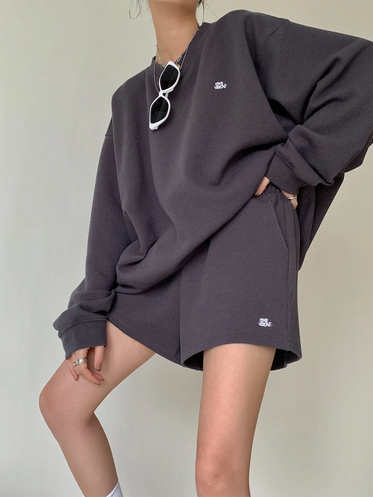 Oversize Sweatshirt and Shorts - Dark Gray