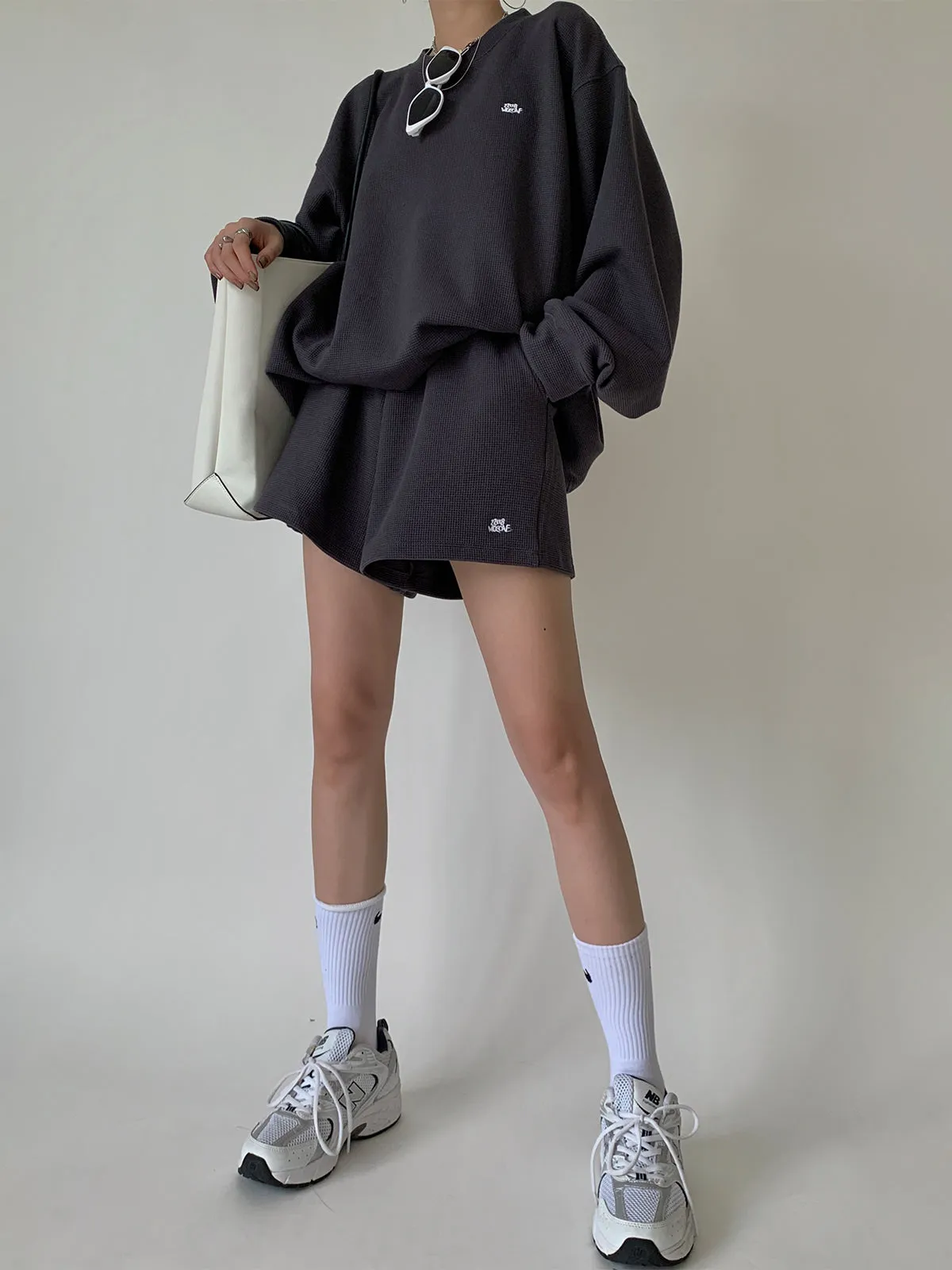 Oversize Sweatshirt and Shorts - Dark Gray